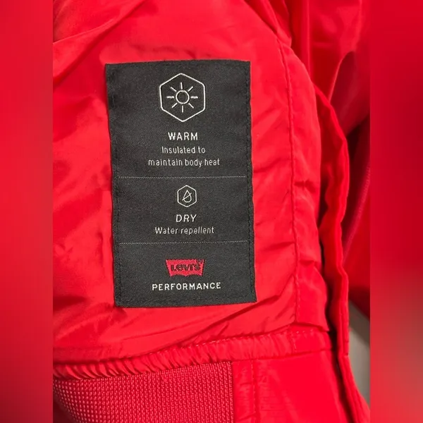 Levi’s Gold Tab Redwood Tech Baseball Jacket Women’s XL Oversized Red‎ Bomber - Image 9