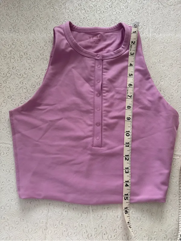 Abercrombie & Fitch YPB Lavender Pink Henley Crop Tank & Biker Shorts Set Small - Image 7