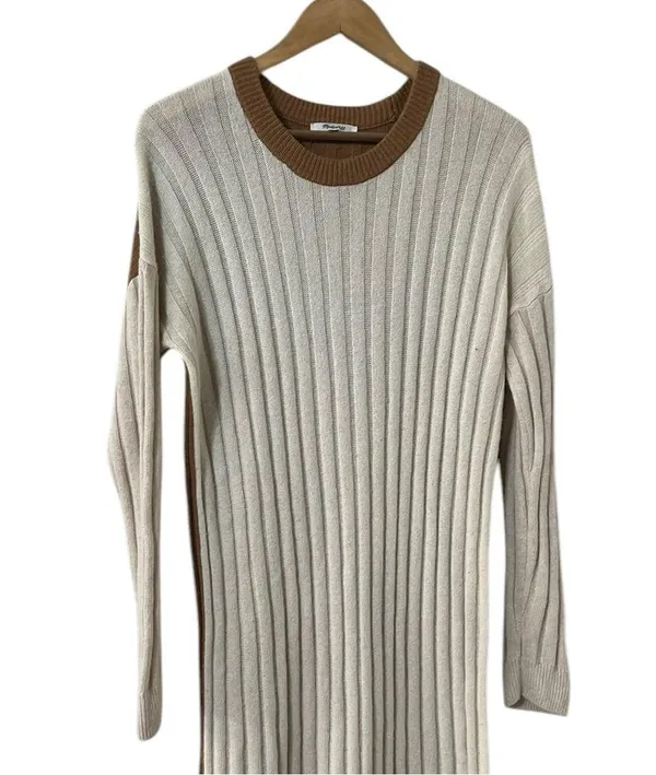 MADEWELL Wool Long Sleeve Two Tone Midi Sweater Dress - Image 8