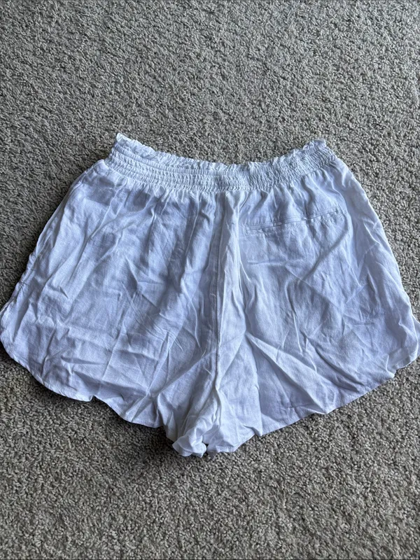 Aerie Linen Blend White Elastic Waist Lightweight Shorts- NWT - Image 2