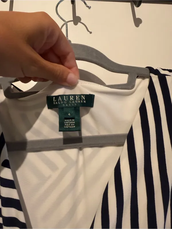 Ralph Lauren Navy and White Striped Wrap Maxi Dress - Image 4
