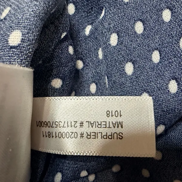 Polo Ralph Lauren Navy Blue Polka Dot Viscose Band Collar Blouse XS - Image 8