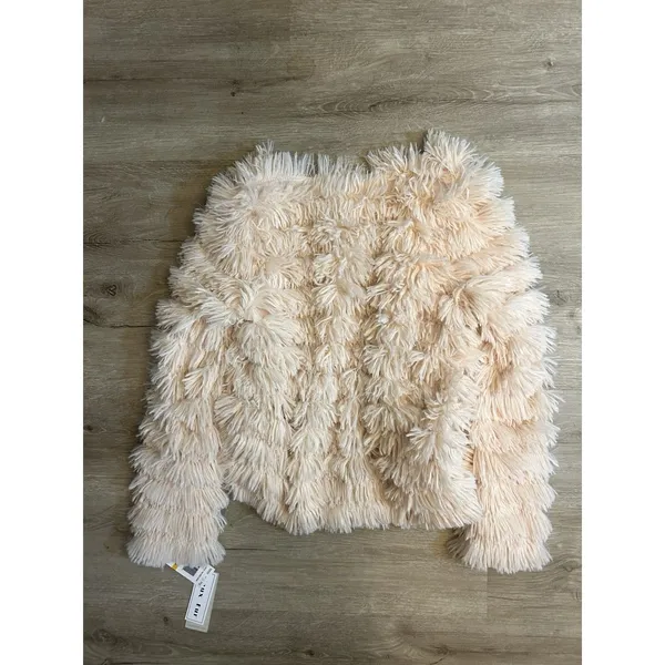 Jolt Faux Fur Shaggy Open Front Jacket Blush Pink Size Small NWT Soft Coat - Image 3