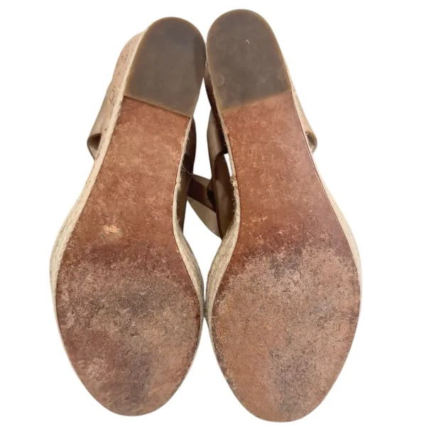 Coach Khaki Leather Signature Canvas Mendez Cork Wedges Sandals - Image 10