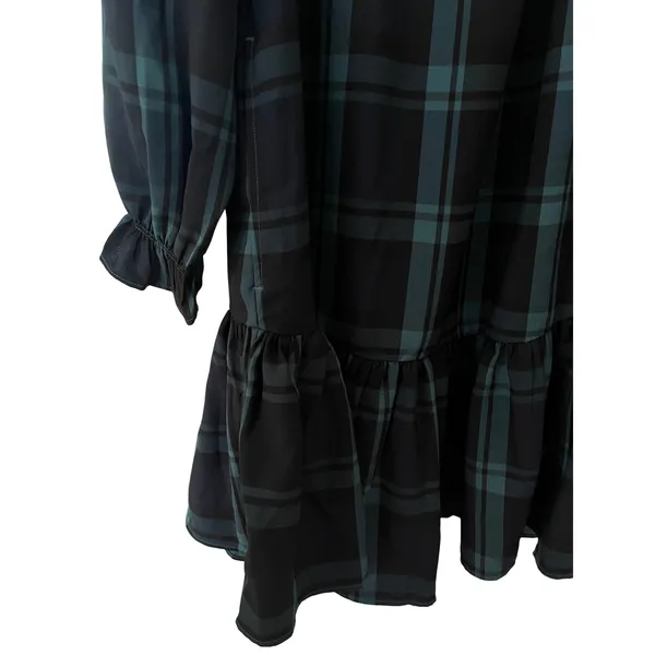 J.Crew‎ BN151 Blackwatch Plaid Ruffle Neck Mini Dress Small Puff Sleeve Tartan - Image 9
