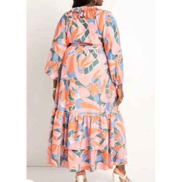 Eloquii Maxi Dress Tropical Vacation Cruise Beach Pool Colorful‎ Size 16 Floral - Image 3