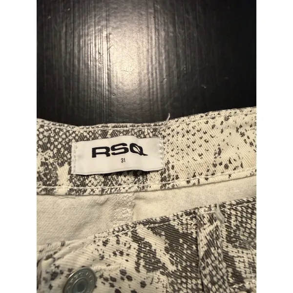 RSQ Womens Snakeskin Print Carpenter‎ Pants Grey White Wide Leg Size 31 - Image 5