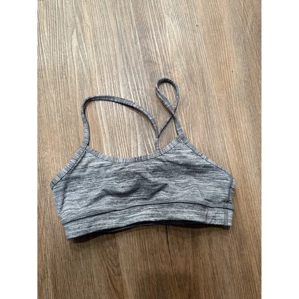 Lululemon Flow Y Bra Heathered Black‎ White Space Dye Yoga Sports Bra Size 4 - Image 3