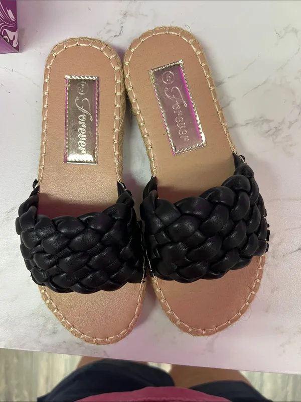 Forever Black Braided Slide Mule Size 5 - Image 5