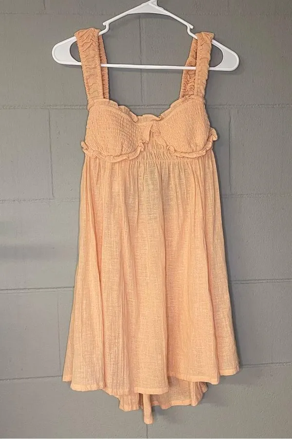 Free People Blissful Breeze Gauzy Linen Babydoll Mini Dress - Image 2