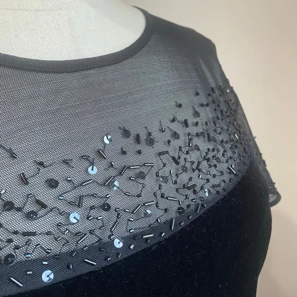 J.R Nites Caliendo by Y2K‎ Black Velvet and Mesh Mini Black Short Dress Size 8 - Image 4