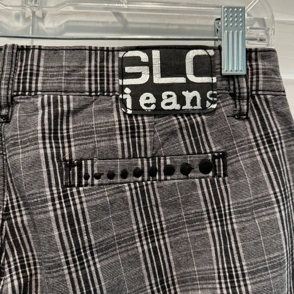 Y2K GLO Jeans Women's Size 1 Plaid Bootcut‎ low rise Trousers Black Gray Preppy - Image 3