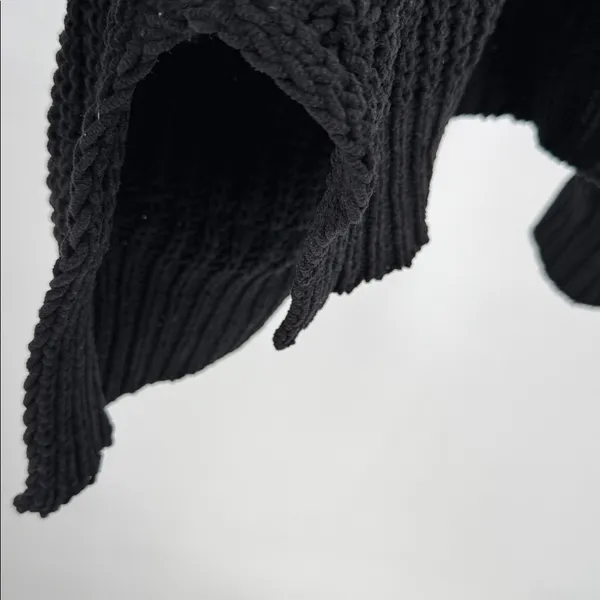 POL Black Open-Knit Women's Cardigan M oversized neutral capsule open front - Image 5