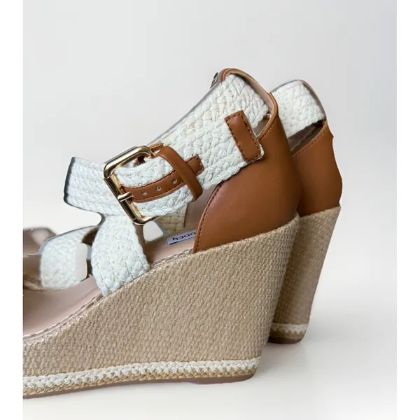 Steve Madden Calico Espadrille Wedge Sandals Beige Crochet Platform Size 11 NWOB - Image 4