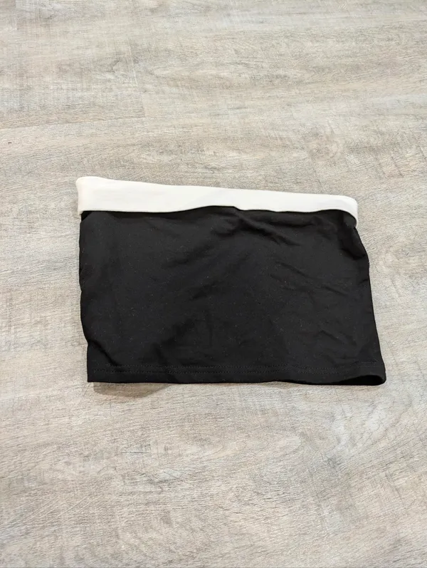 NEW! Edikted Black Contrast Fold Over Tube Top Size Medium - Image 4