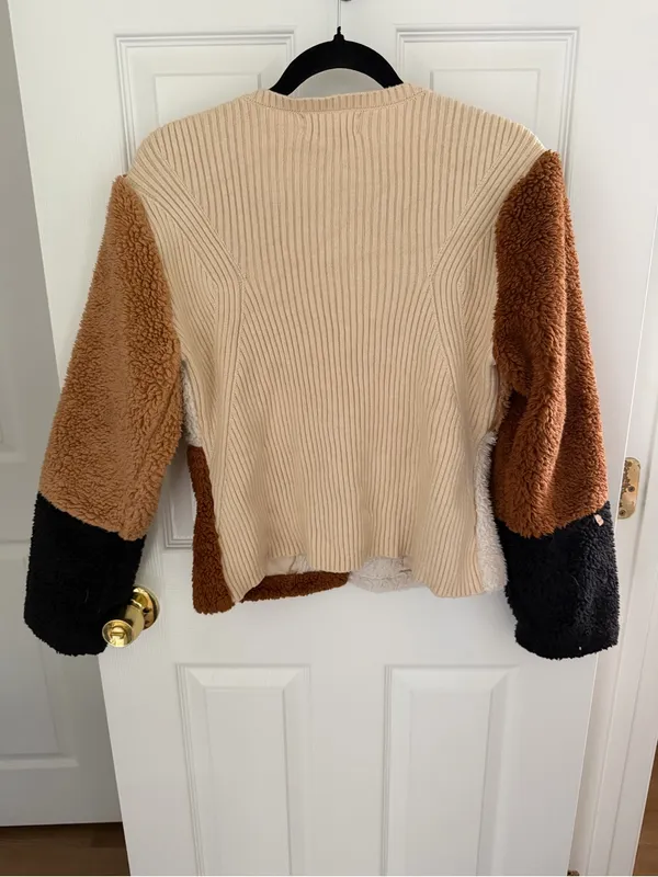 Anthropologie Colorblocked Faux Fur Jacket Size Small - Image 5