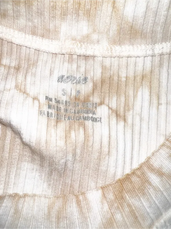 Aerie Ribbed High Neck Tie-Dye Tank Top - Beige/Cream - Image 9