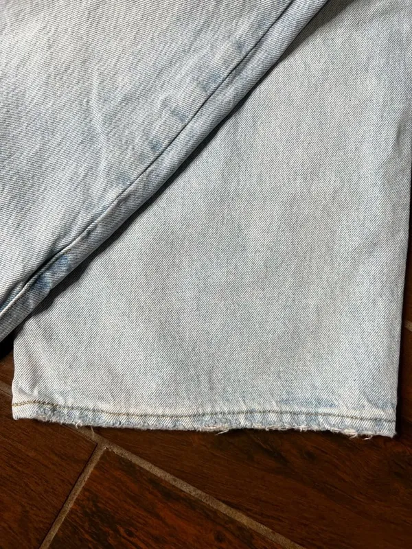 Levi’s Premium XL Straight Distressed Light Wash Wide Leg Denim Jeans - Image 2