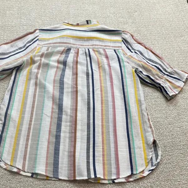 Anthropologie Striped Button Down Shirt - Multicolor Size 8 100% Cotton - Image 8