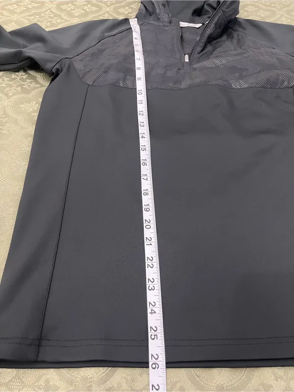 Peter Millar Black Hooded Pullover with Subtle Lining Pattern - Image 6