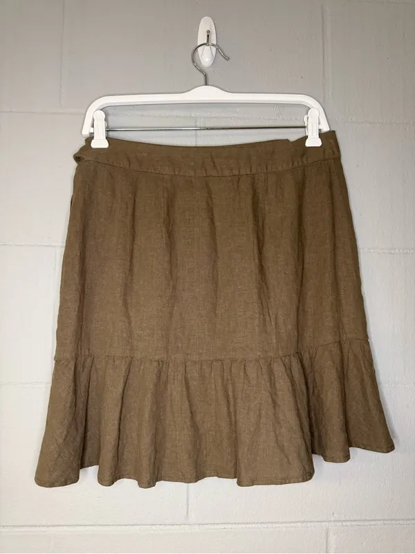 Free People Ruffle My Feathers Linen Blend Wrap Mini Skirt Women’s Size 8 - Image 4