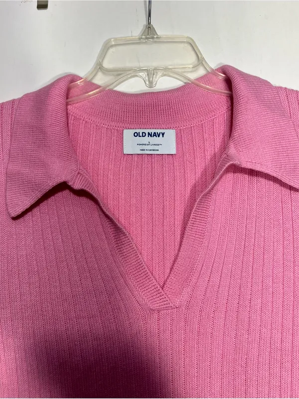 Old navy Sleeveless Rib-Knit Cropped Polo size L - Image 4