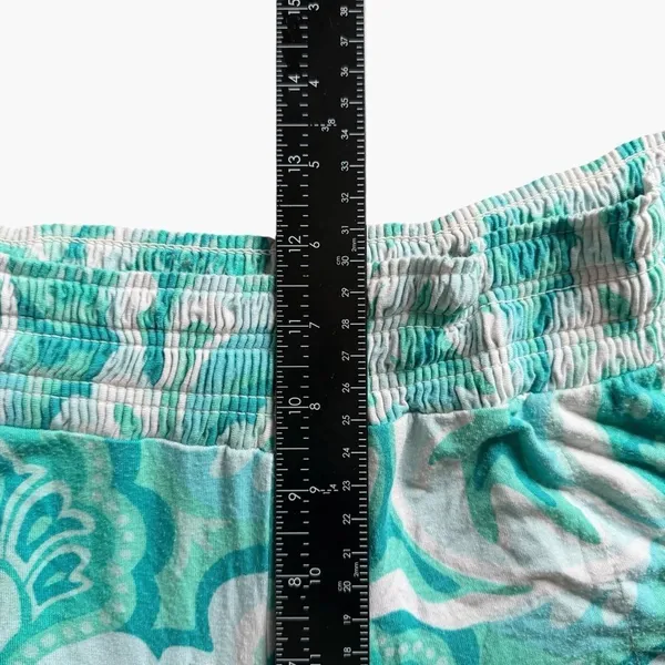 Soma Pajama Pants Women L Teal White Damask Floral Cropped Lounge Sleepwear - Image 6