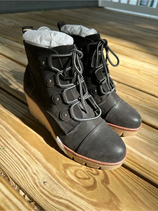 MIA Black Lace-Up Ankle Boots with Tan Contrasting Sole - Image 2