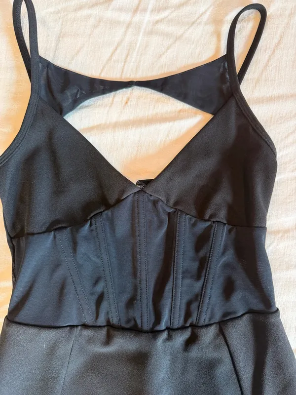 White Fox Black Mesh Corset Bodycon Mini Dress Size small - Image 2