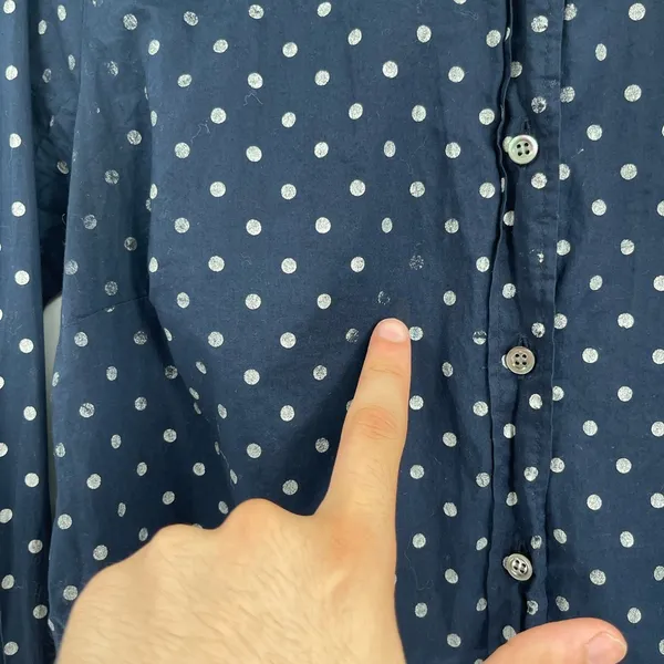 J crew perfect cotton button up polkadot blue and white detailbutton up size 6 - Image 6