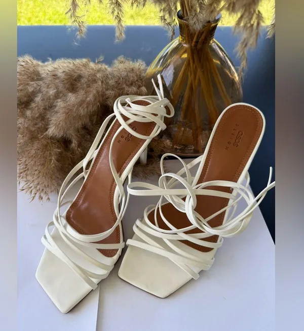 ASOS Elegant White Strappy Women's heels size 7 - Image 5