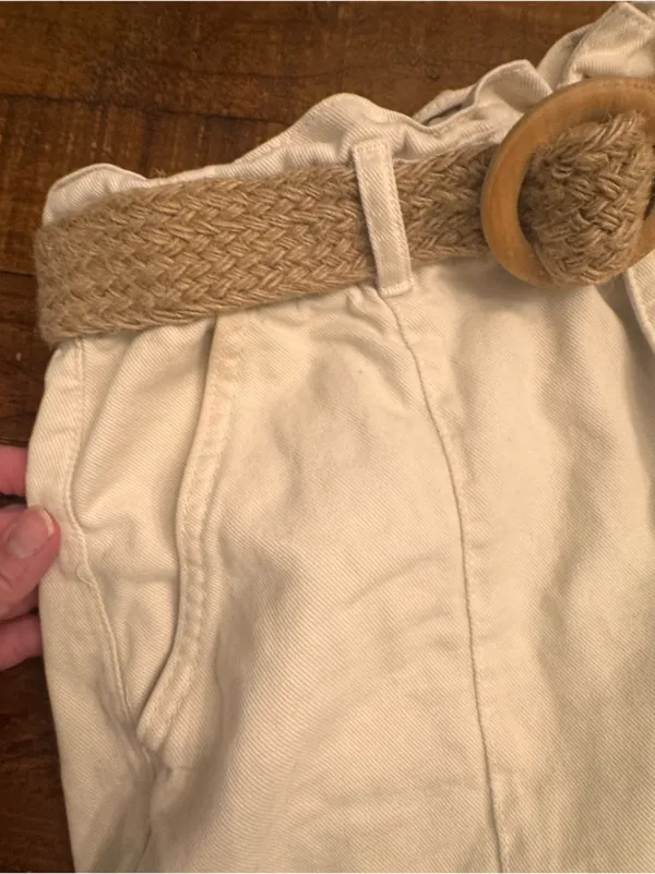 ZARA High-Waist Shorts with Woven Tan Belt - Image 2