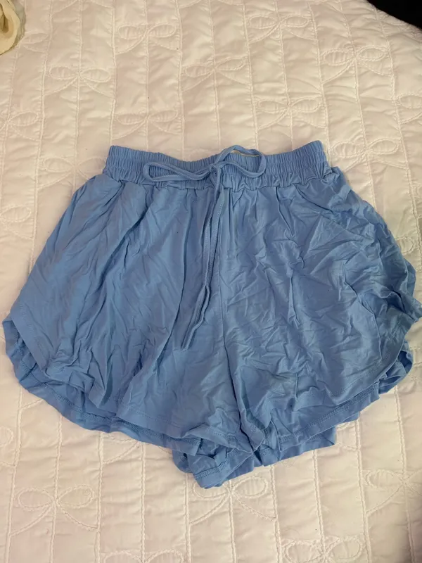 SHEIN Women’s Casual Sports Baby Blue High Waist Elastic Prevent Exposure A-line Shorts For Summer - Image 3