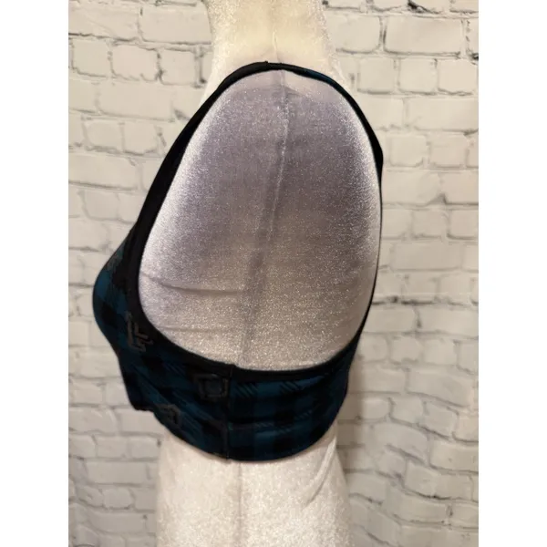 PINK Victoria’s Secret Ultimate Unlined Women’s Blue Black Plaid Sport Bra Large - Image 3