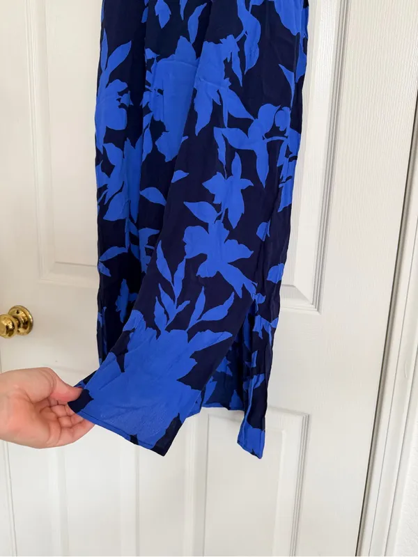 By Anthropologie Mackenzie Mock Neck Midi Dress M Blue Black - Image 3