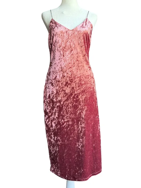 Active‎ USA Maroon Velvet Slip Dress Sz L - Image 2