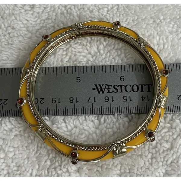 Source Unknown Bangle Bracelet Rhinestones Gold Tone Framed Vintage Jewelry Wedding Indian 8” - Image 5