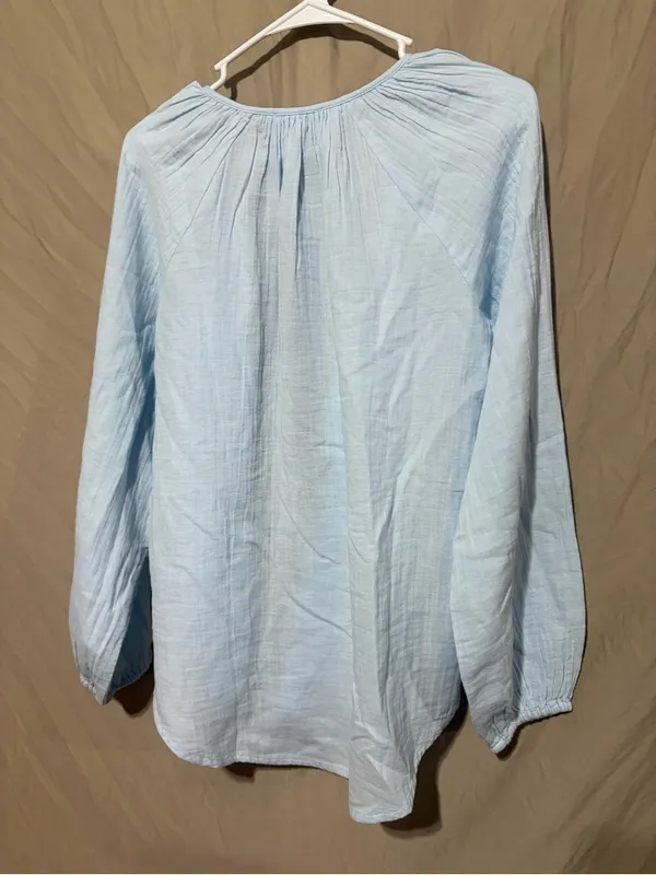 Quince Women's Light Blue Gauze Button Down Blouse - Image 3