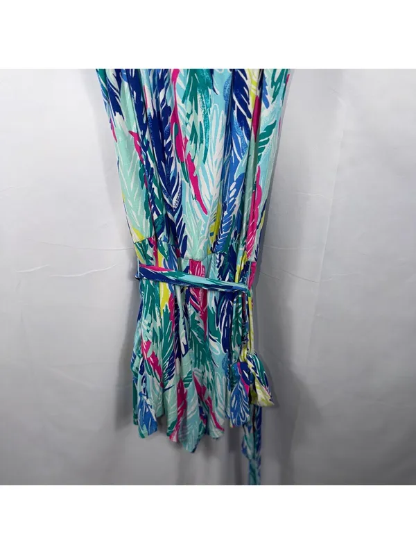 Lilly Pulitzer Multicolor Feather Print Sleeveless Romper Women’s Medium - Image 9