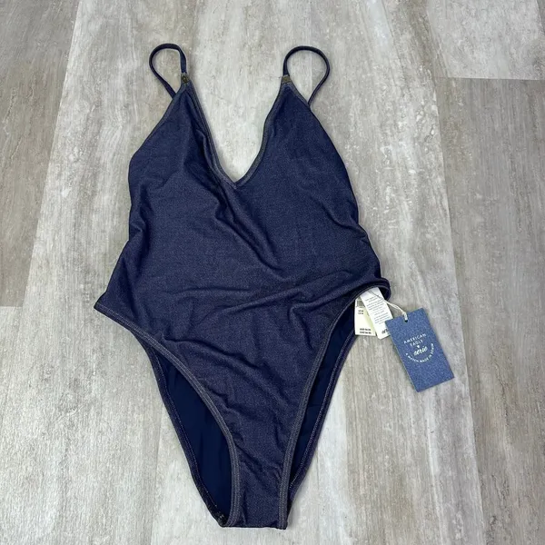 NEW Aerie Match Made in Denim One Piece Swimsuit size medium - Image 3