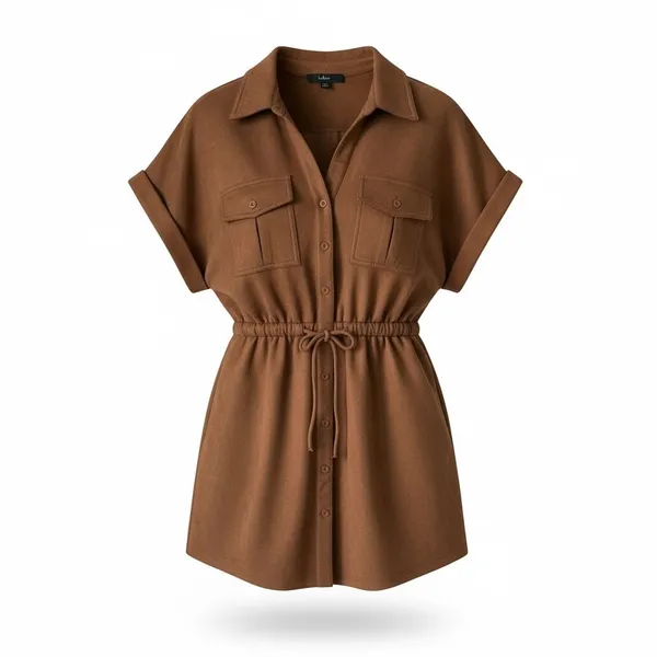 Lulus Always Endearing Brown Suede Mini Dress Stretch with Pockets Women's Small - Image 10