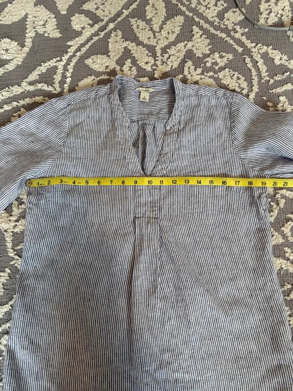 L.L.Bean Linen Pinstripe Pullover Shirt Sz Small Coastal Grandmother Breezy W3 - Image 9