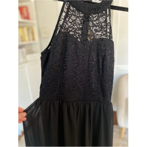 Wedtrend Black Lace Halter Maxi Dress Elegant‎ Formal Wedding Guest S - Image 4