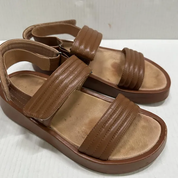 Madewell Emmalee Sandals Womens Size 9 39.5 Brown NW037 Quilted Strap Platform - Image 2