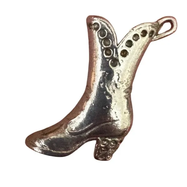 Vintage Silver Tone Western Horse Head Lapel Pin and Cowboy Boot‎ Brooch Set - Image 4