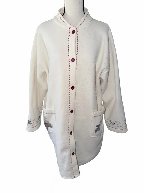 Etam Lingerie Vintage Fleece Robe Teddy Bear Sweeter Than You Long Coat Size XL - Image 2