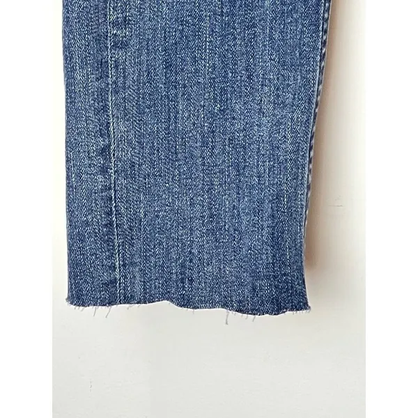 Zara Blue Medium Wash Denim Distressed Raw Cut Hem Skinny‎ Jeans 2 - Image 6