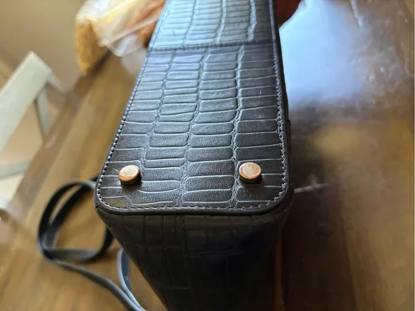 Radley London Eltham Mews Black Tote Handbag Crossbody Faux Croc Embossed Grab - Image 6