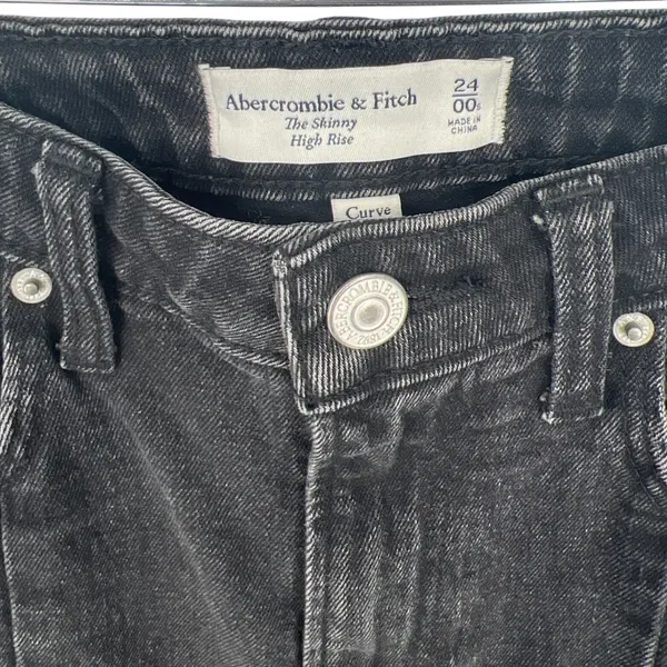 Abercrombie & Fitch The Skinny High Rise‎ Black Jeans Womens 24 Raw Hem EUC - Image 4