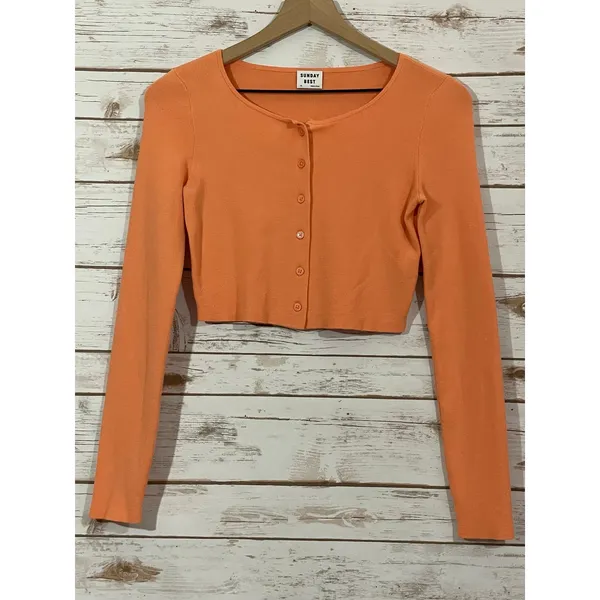 ARITZIA Sunday Best Izzy Cropped Button Up Cardigan - Orange - XS - Image 9